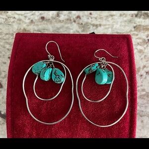 Silver and turquoise bead earrings